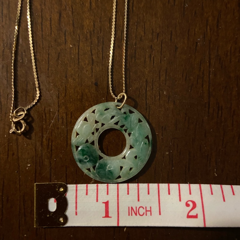 Jade stone necklace with gold plated necklace
